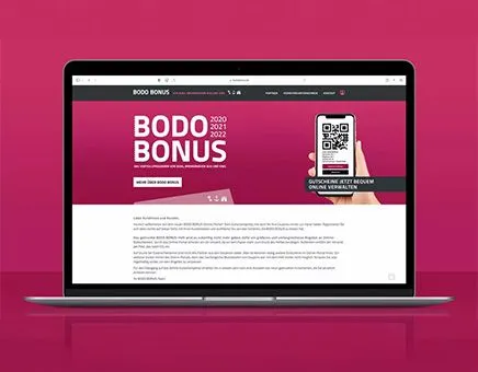 Laptop mit der Bodo Bonus Seite